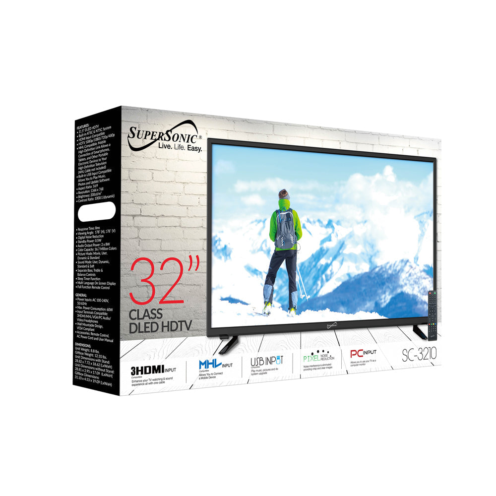 32" Supersonic 1080p Widescreen LED HDTV with USB, SD Card Reader and