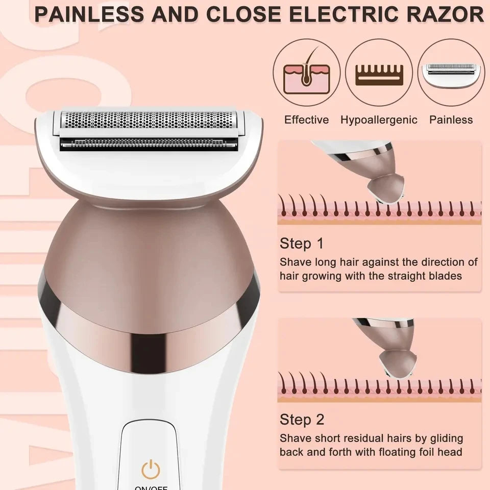 6in1 Set Electric Epilator Women Female Shaver Leg Body Hair Removal