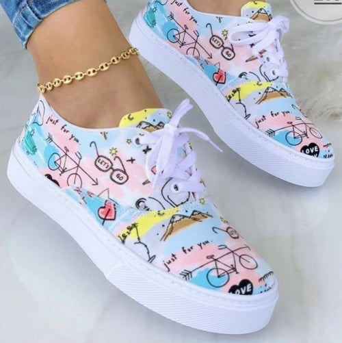 2022 Fashion Graffiti Women Sneakers Trainers Shoes