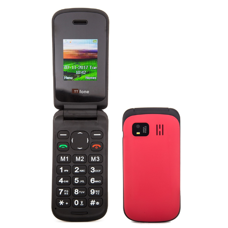 TTfone TT140 Red Flip Cheap Basic Simple Unlocked Mobile Phone with