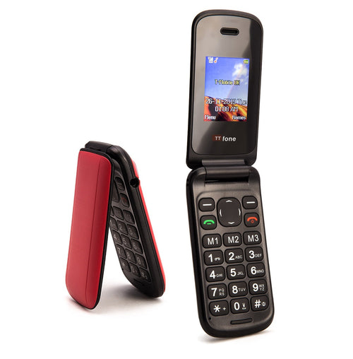 TTfone TT140 Red Flip Cheap Basic Simple Unlocked Mobile Phone with