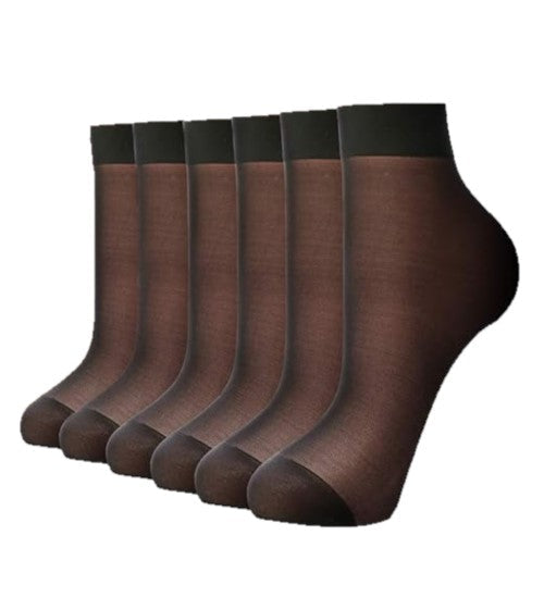 Women's Stay-Up Nylon Ankle Highs Regular and Queen Sizes in 6-Pair