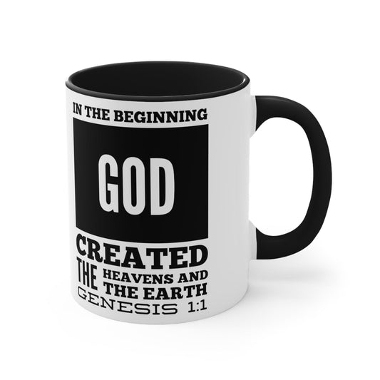 Ceramic Mug 11oz in the Beginning Print