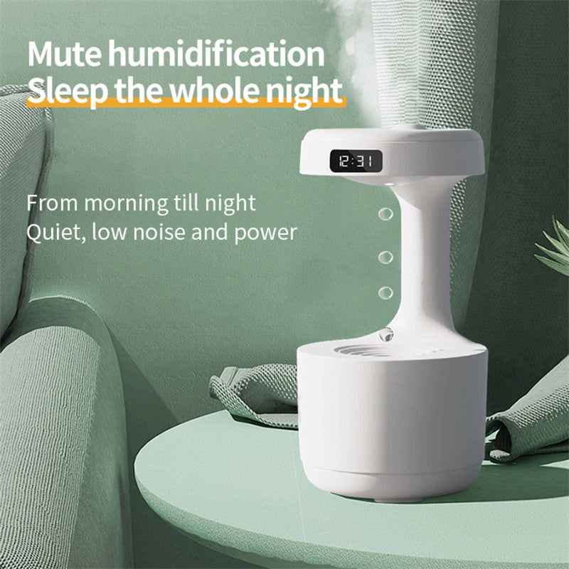 Bedroom Anti-Gravity Humidifier With Clock Water Drop Backflow Aroma