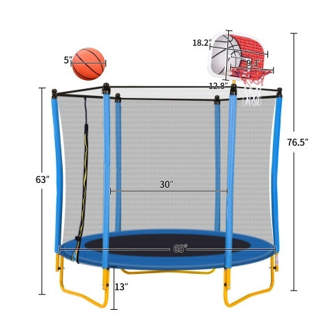 5.5FT Trampoline For Kids -65 Outdoor & Indoor Mini Toddler Trampoline