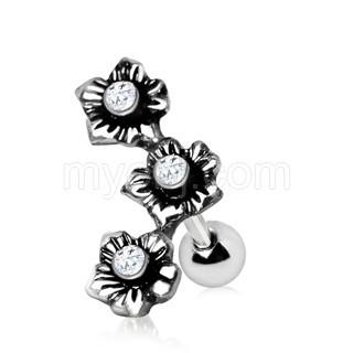 316L Stainless Steel Triple Flower Cartilage Earring