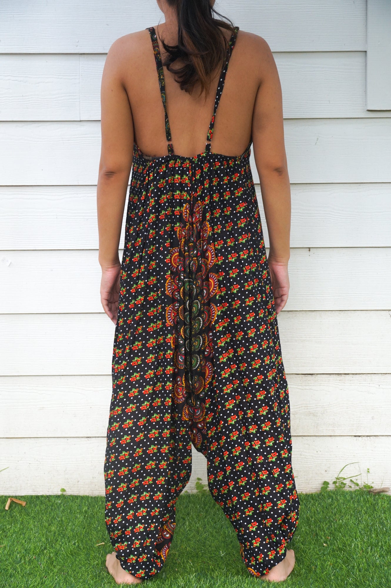 Black Chakra Hippie Jumpsuits, Boho Rompers, Festival Clothing