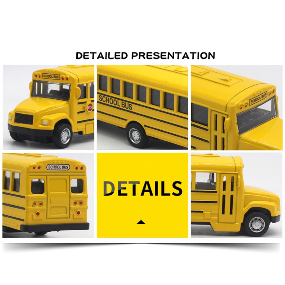 Alloy Inertial School Bus Model Car Model For Gifts Kids Boy Toys