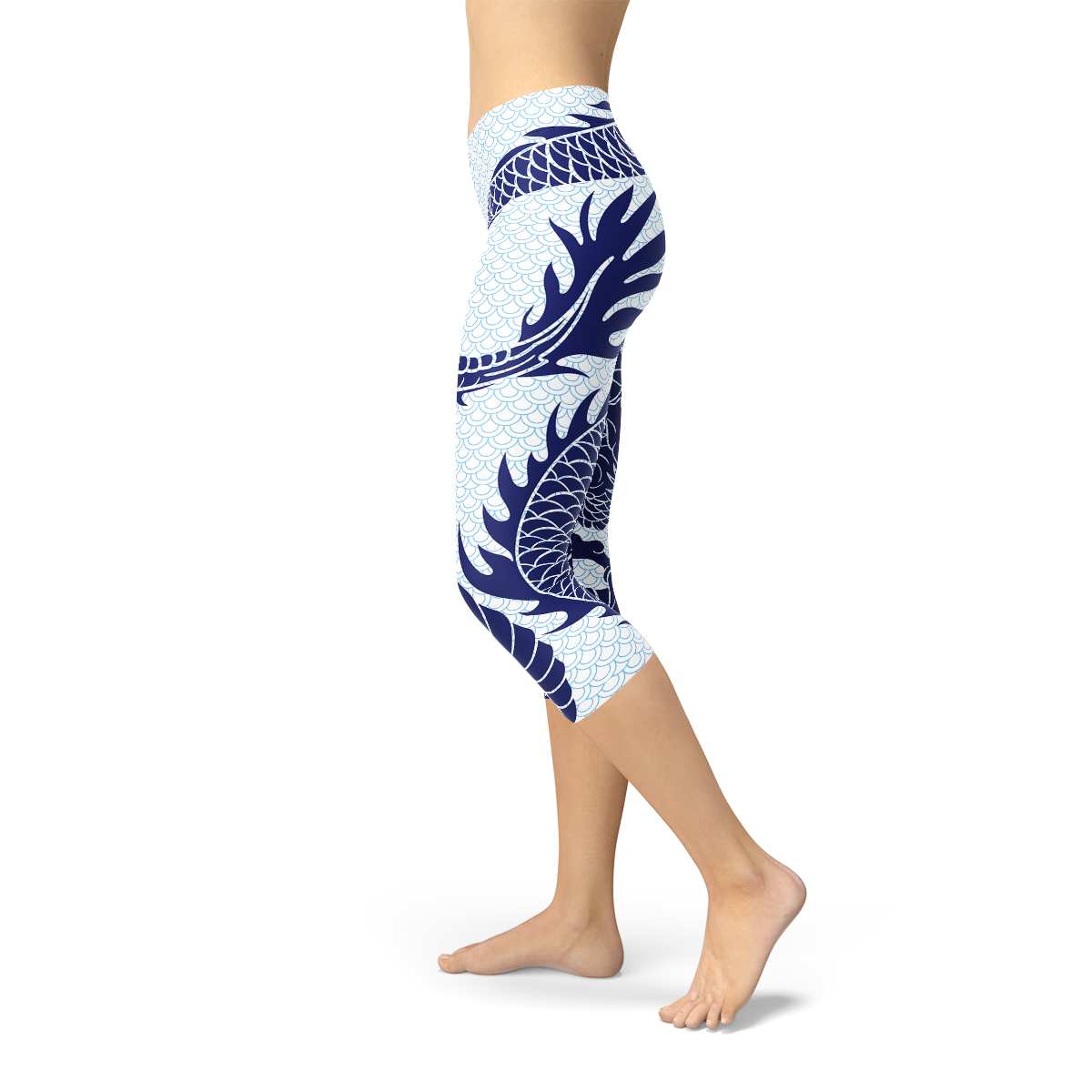 Womens Japanese Dragon Capri Leggings