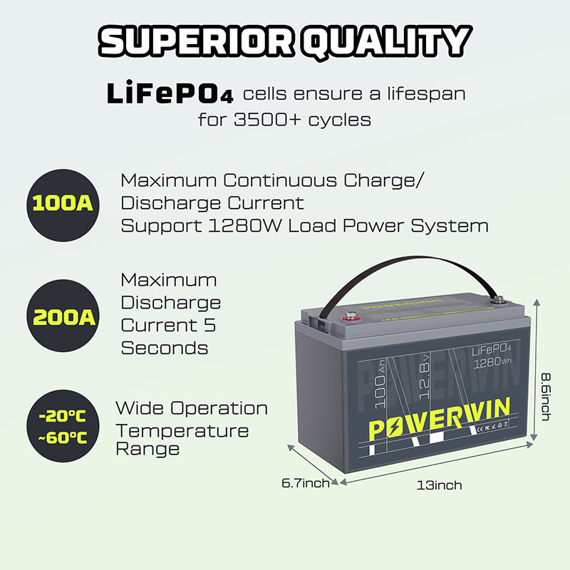 US POWERWIN BT100×2 LiFePO4 2 pack Batterries 2560Wh High Performance