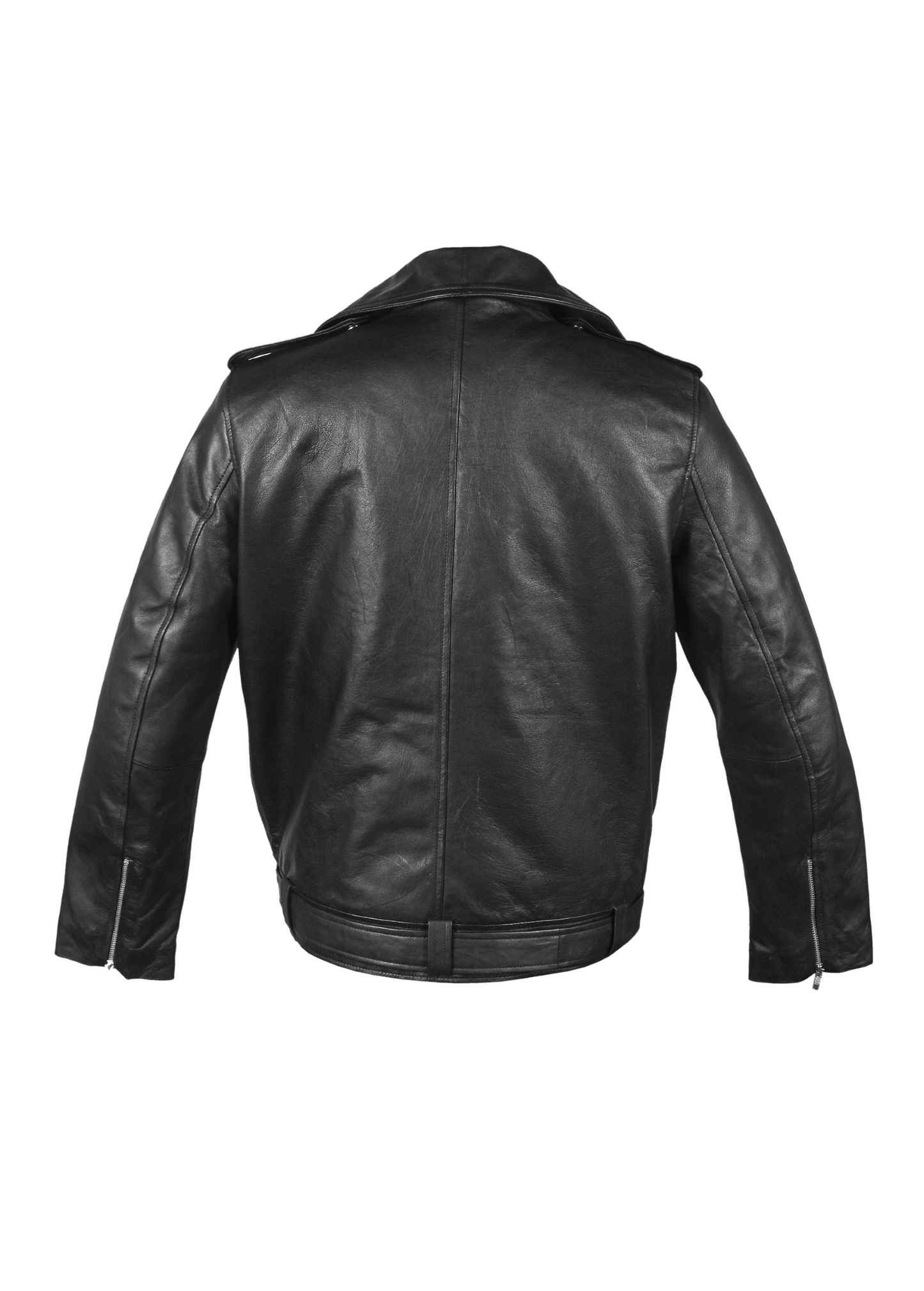 Biker Sheepskin Leather Jacket in Black for men