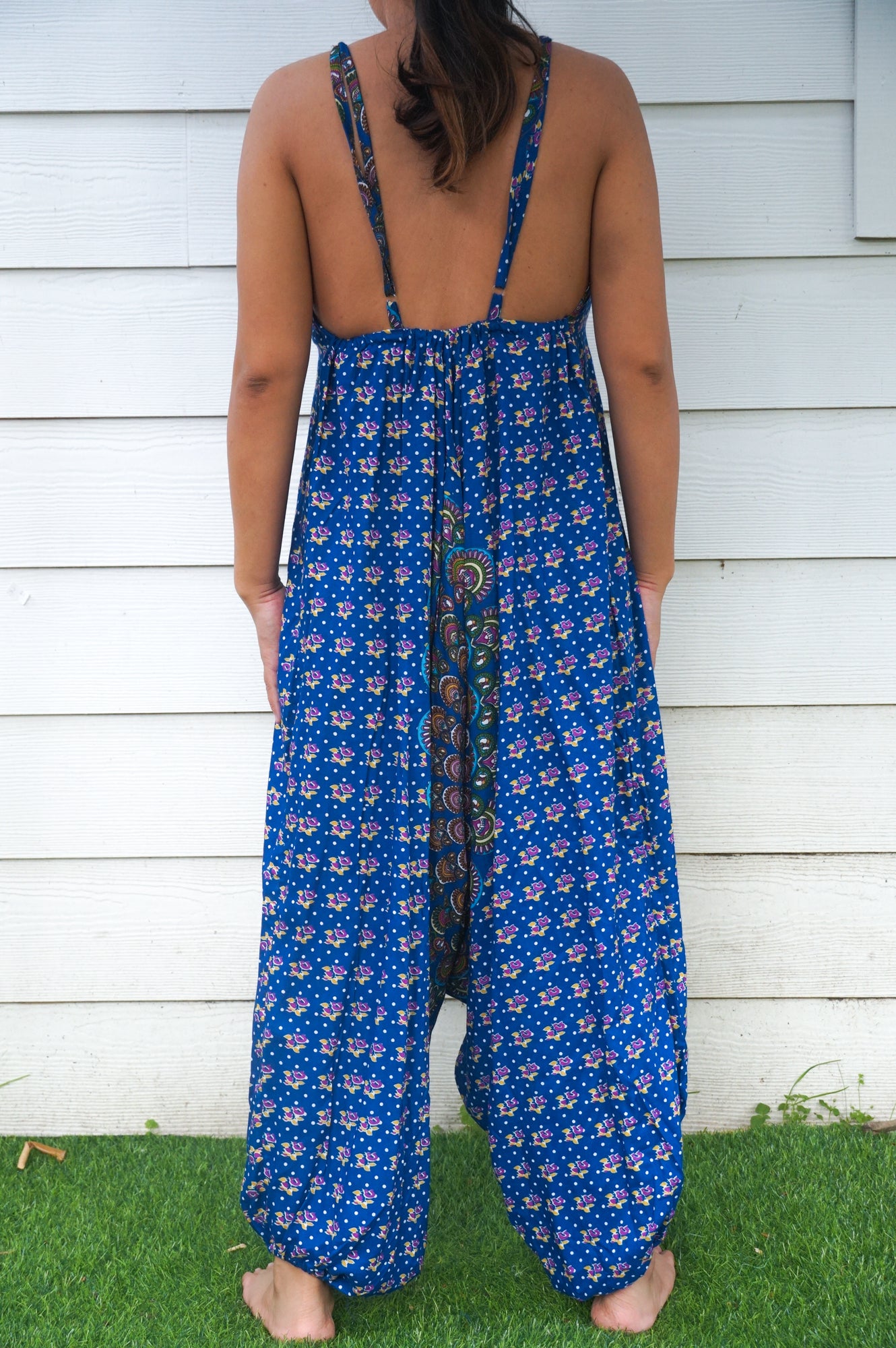 Blue Chakra Hippie Jumpsuits, Boho Rompers, Festival Clothing