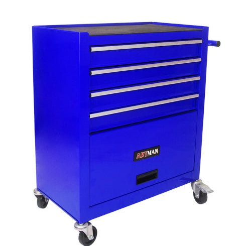 4 DRAWERS MULTIFUNCTIONAL TOOL CART WITH WHEELS-BLUE