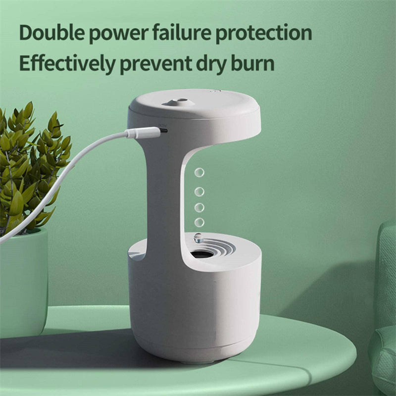 Bedroom Anti-Gravity Humidifier With Clock Water Drop Backflow Aroma