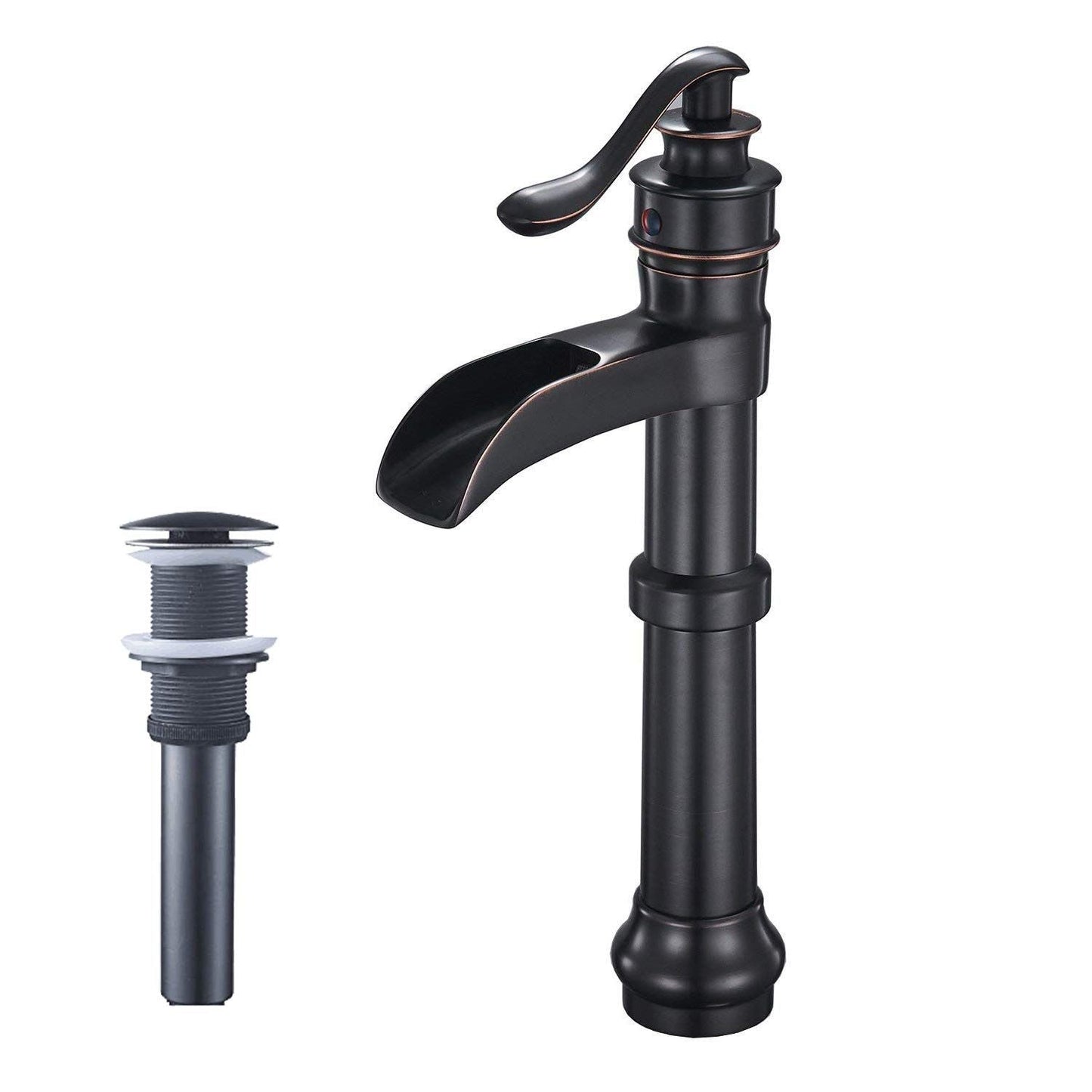 Waterfall Single Hole Single-Handle Vessel Bathroom Faucet With Pop-up