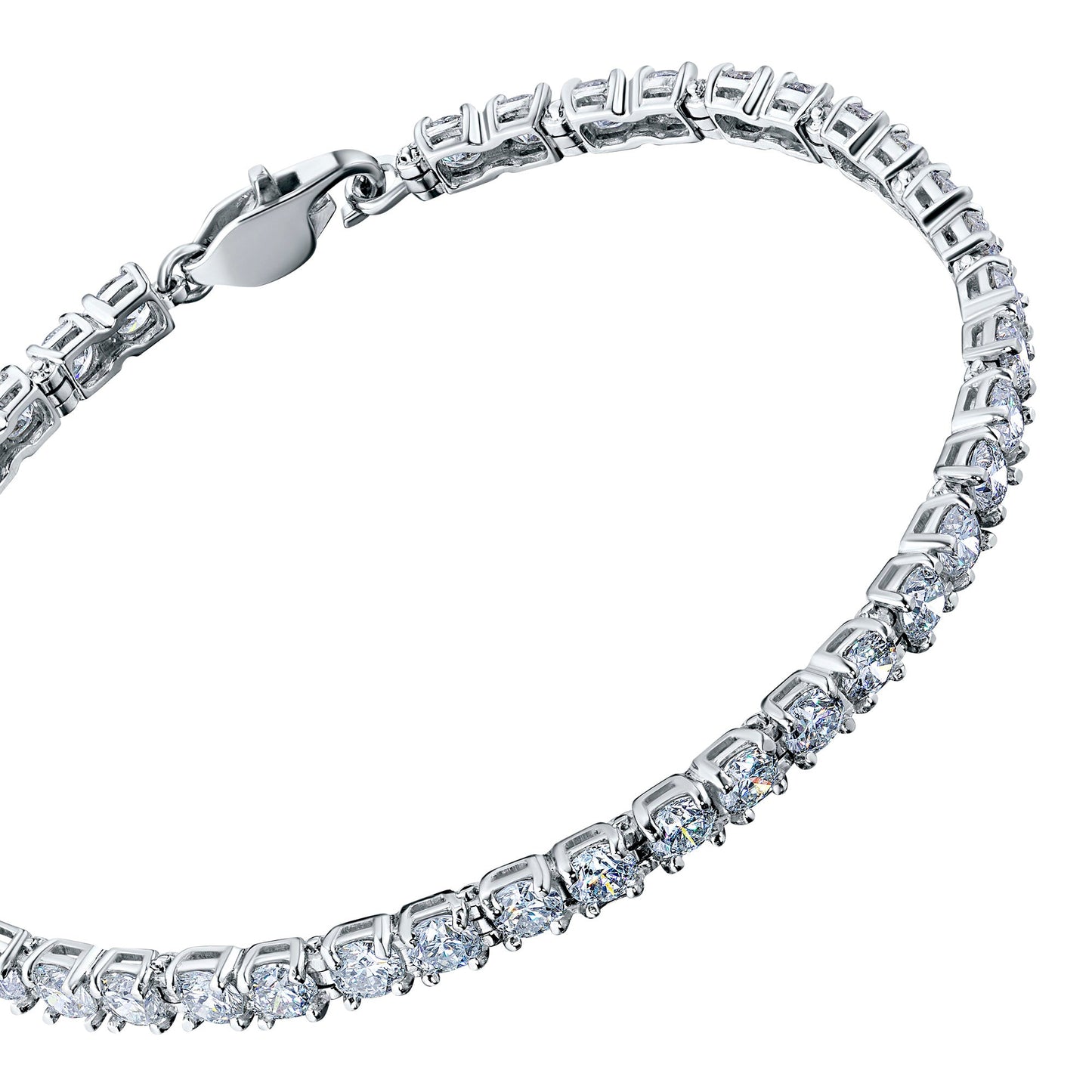 14K White Gold Bracelet with 38 Round-Cut Lab-Created Diamonds 5.27