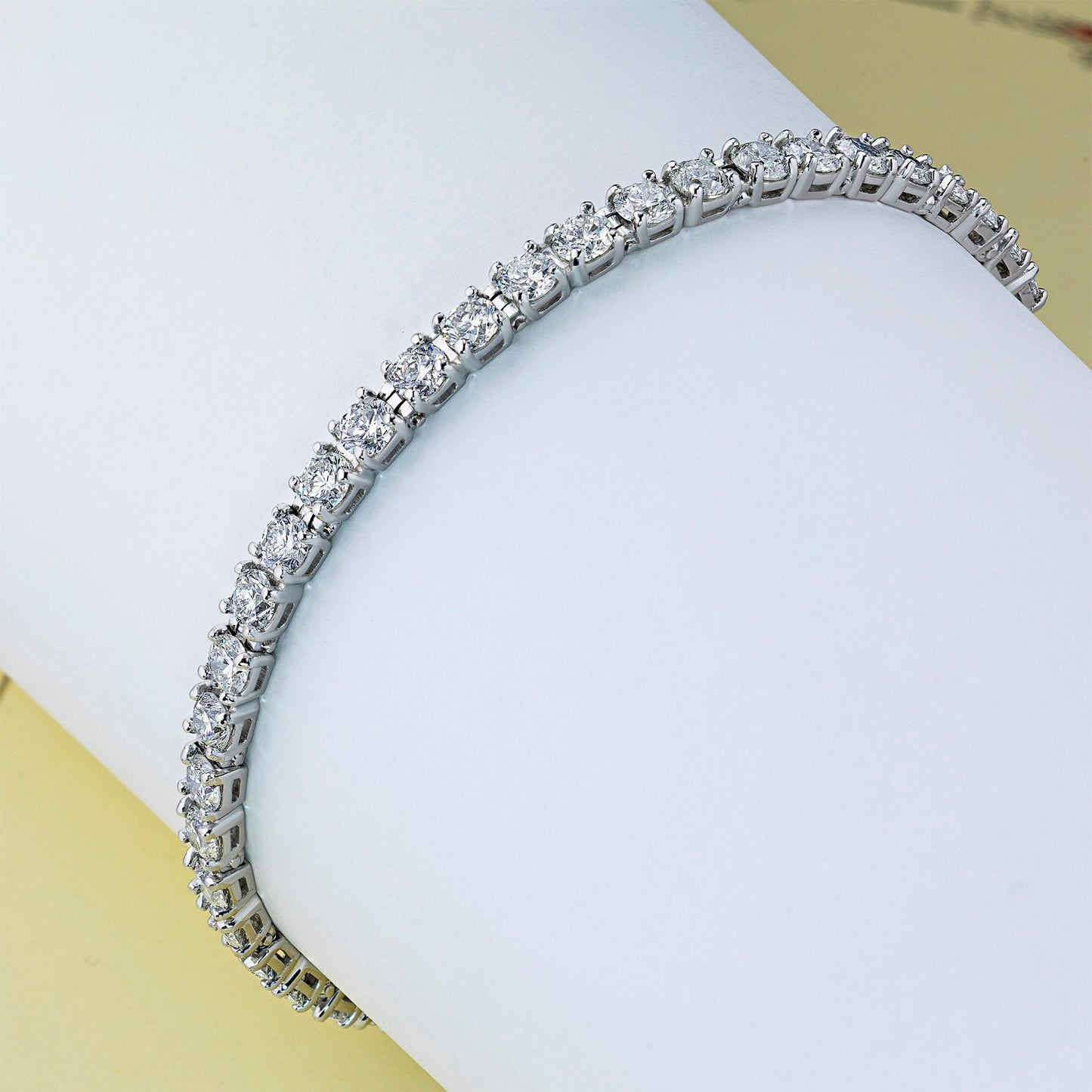 14K White Gold Bracelet with 38 Round-Cut Lab-Created Diamonds 5.27