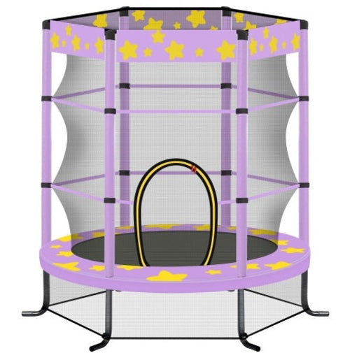 55 Inch Kids Trampoline With Safety Enclosure Net, 4.5FT Outdoor