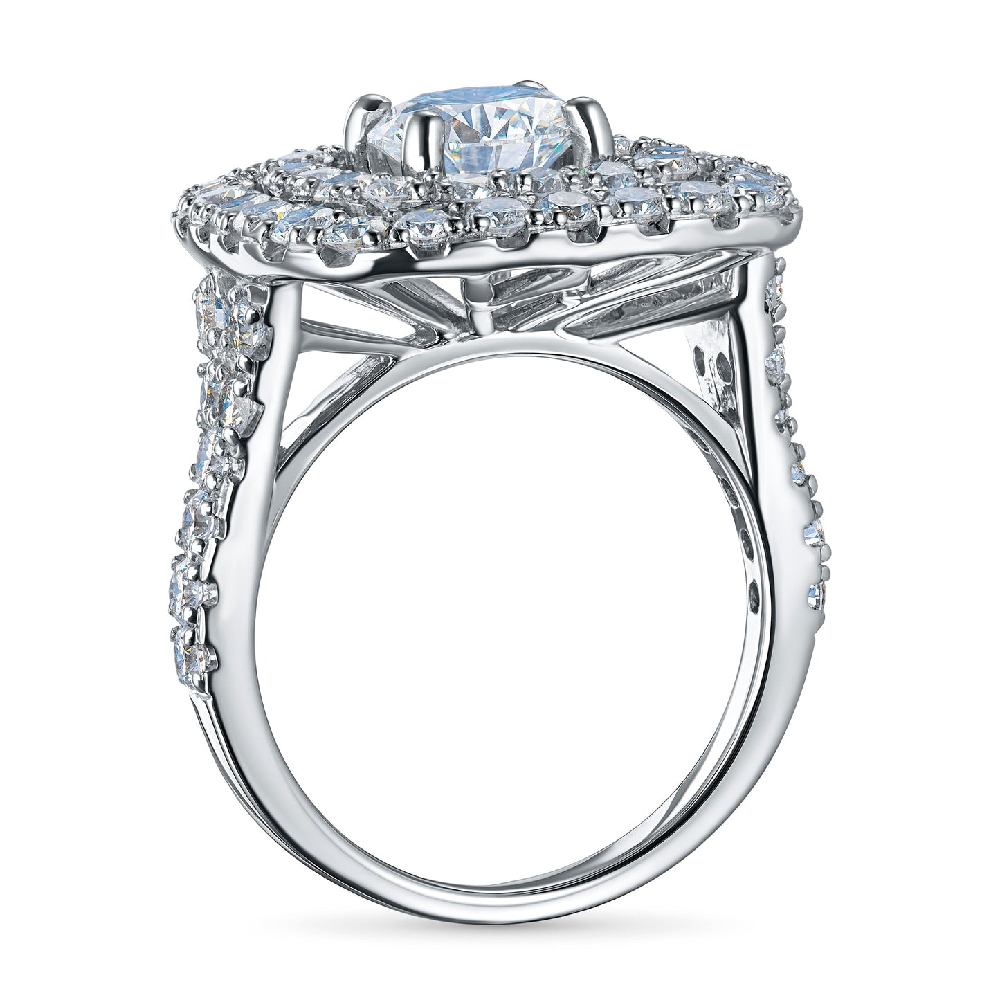 14K White Gold Ring with 57 Round-Cut Lab-Created Diamonds 3.514 CT.TW