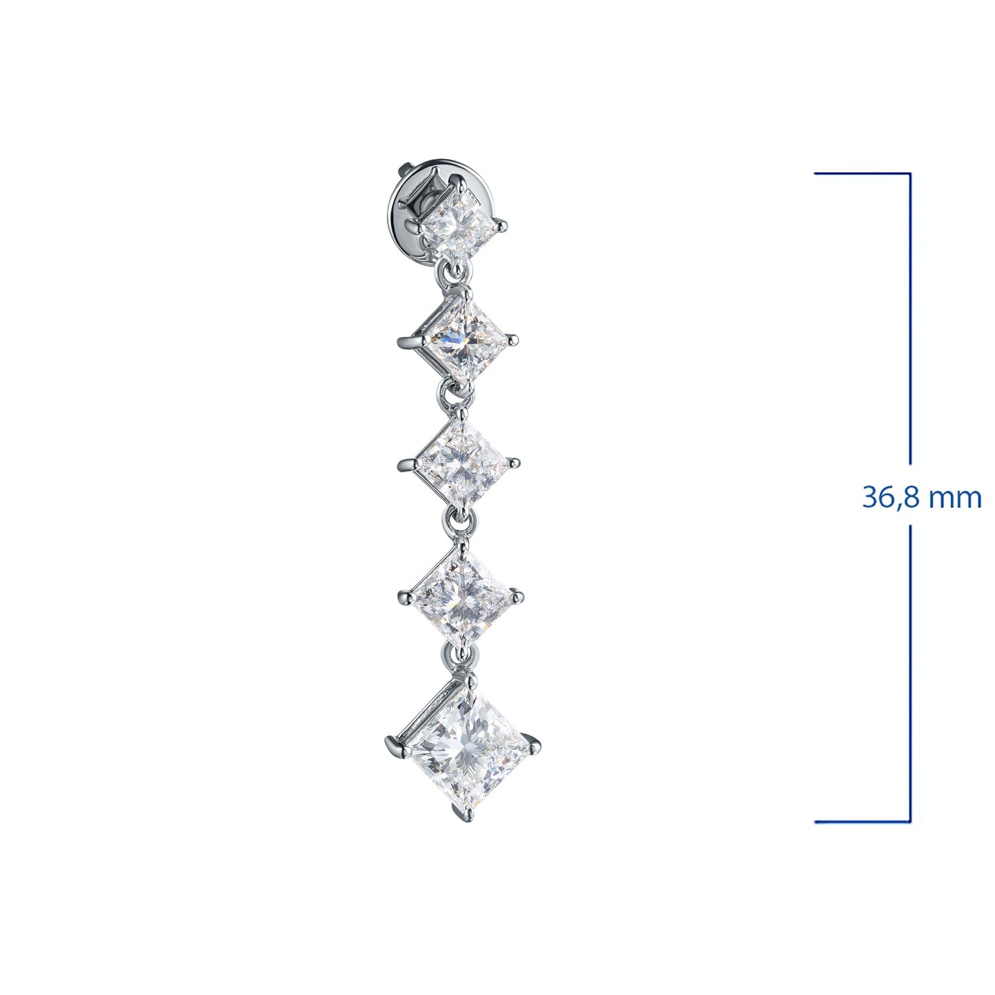 14K White Gold Earring Studs with 10 Princess-Cut Lab-Created Diamonds