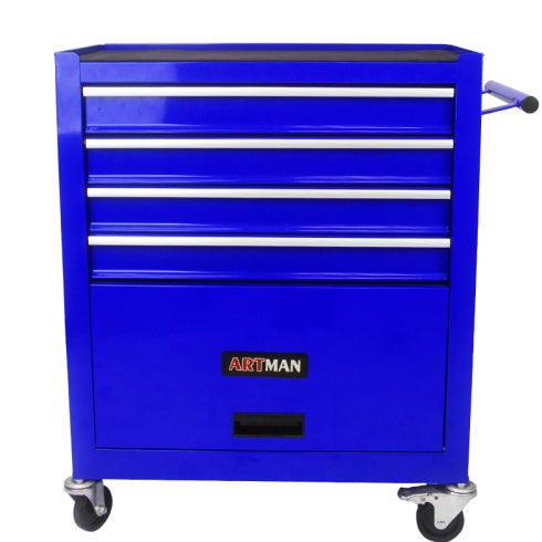 4 DRAWERS MULTIFUNCTIONAL TOOL CART WITH WHEELS-BLUE