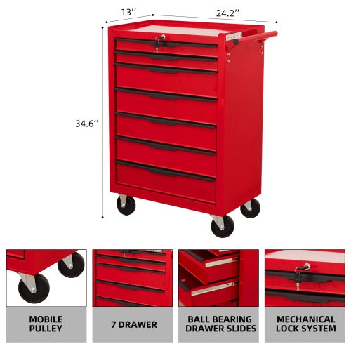 7-Drawer Rolling Tool Chest Cabinet, Large Capacity Metal Tool Box