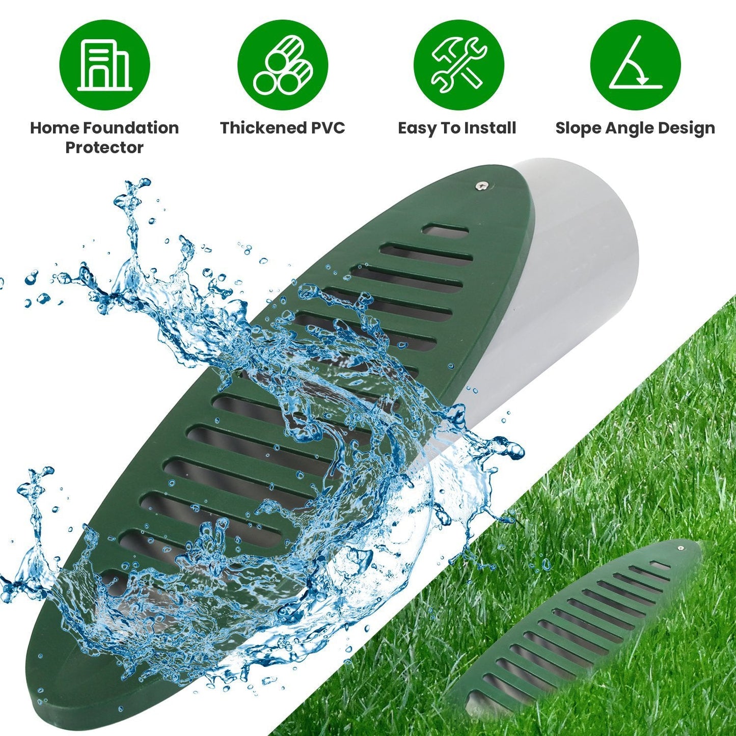 4Inch Green Angled Yard Drainage Pipe With Sloped Grate Yard Drain