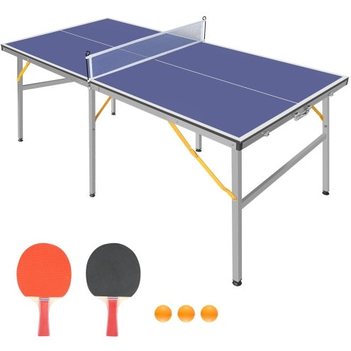 6ft Mid-Size Table Tennis Table Foldable Portable Ping Pong Table Set