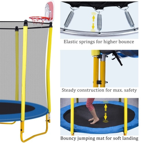 5.5FT Trampoline For Kids -65 Outdoor & Indoor Mini Toddler Trampoline