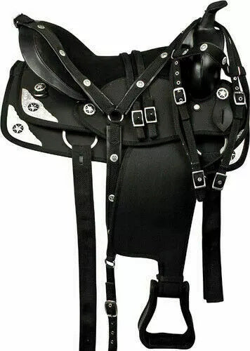 Synthetic Western Barrel Racing Horse Saddle Tack Set Size (13" to