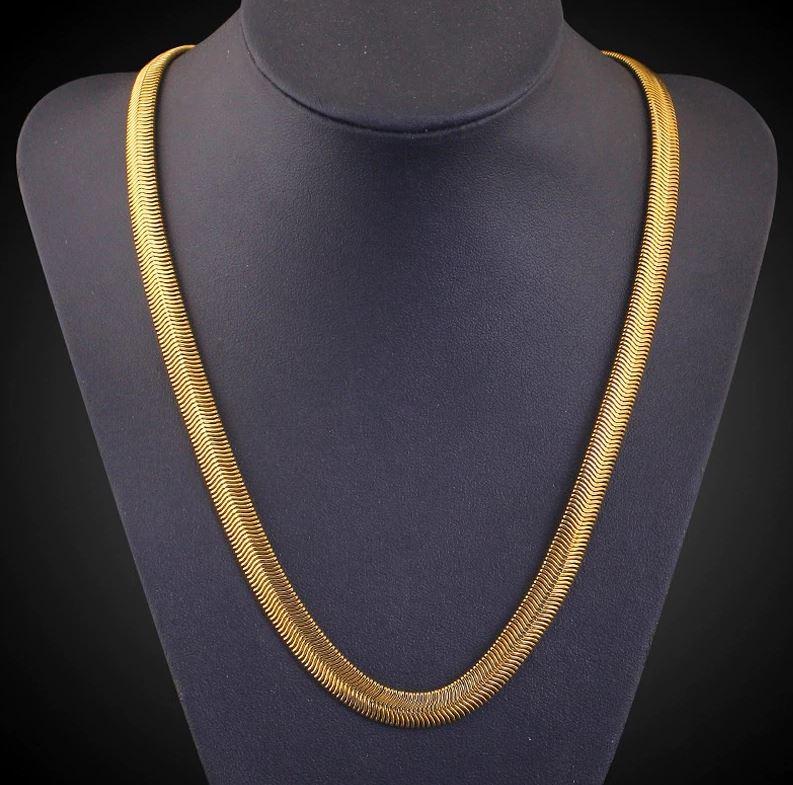 14K Yellow Gold Herring Bone Classic Korean Chain