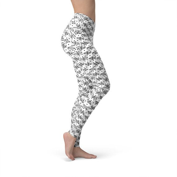 Womens Black and White Dice Leggings