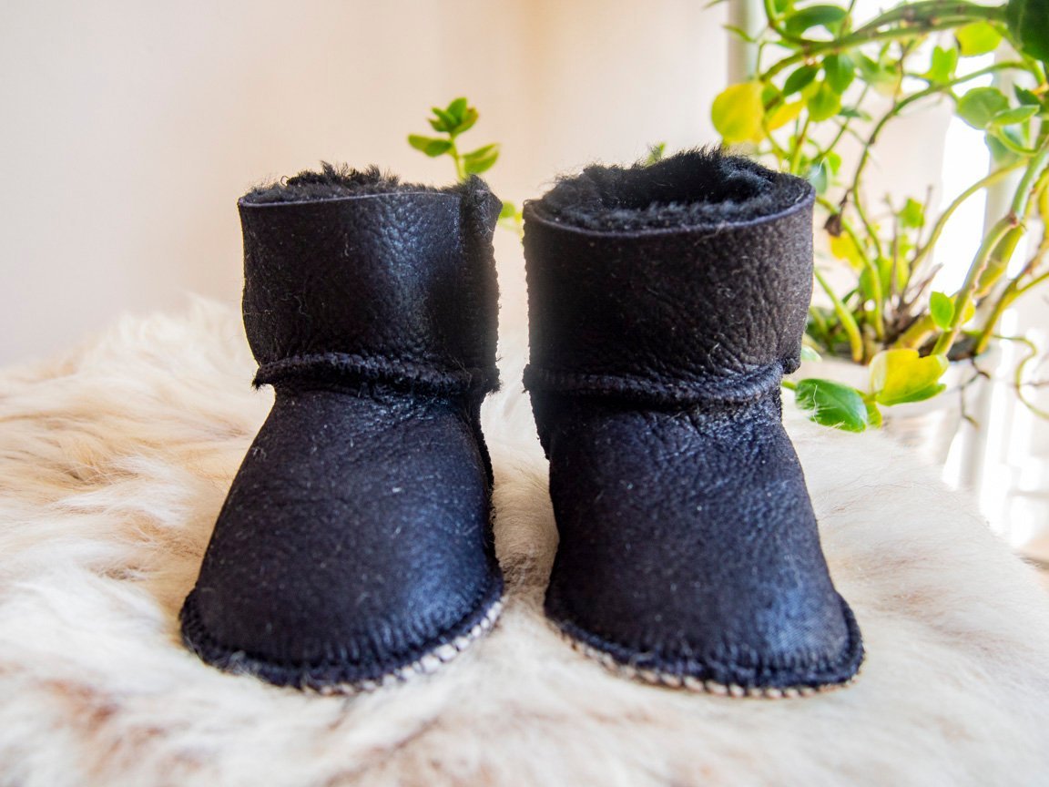 Baby Black Sheepskin Boots.