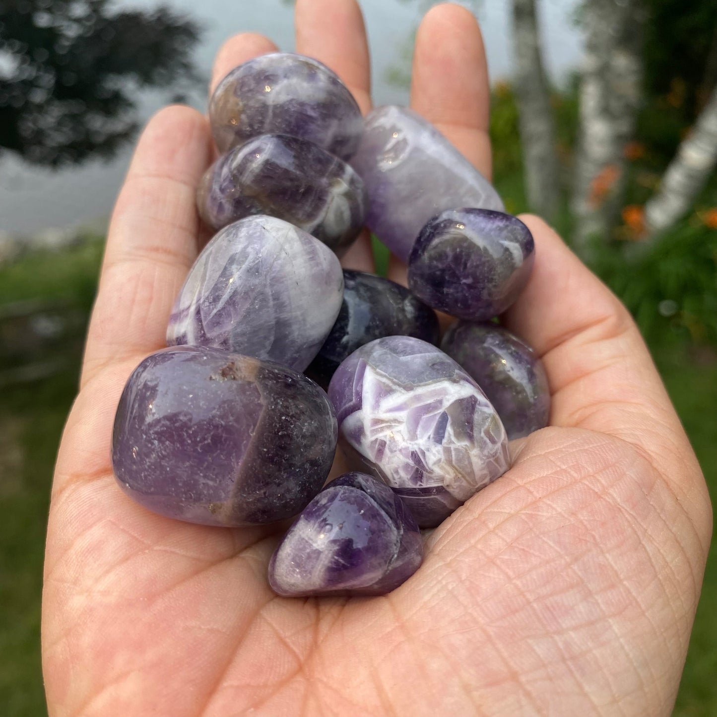 Banded Amethyst Tumbled Stones