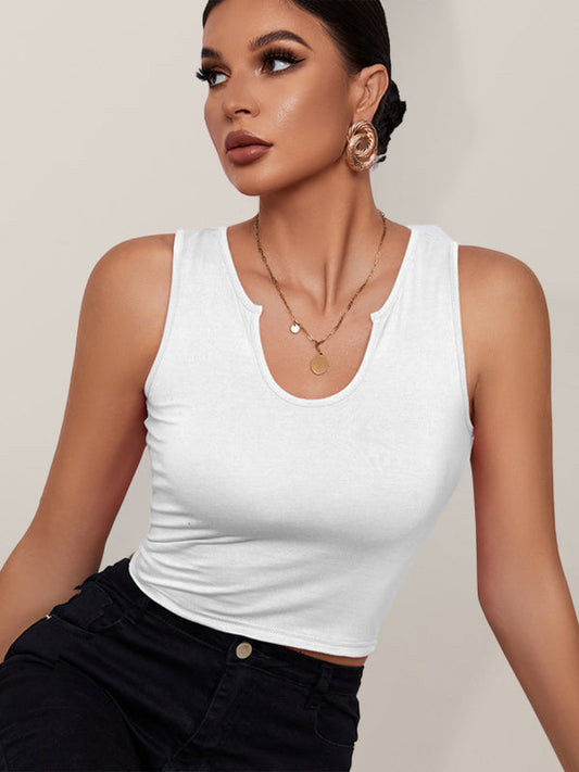 Women's Cropped Henley Tank Top