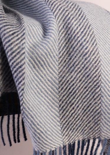 Alpaca wool blue herringbone patterned plaid