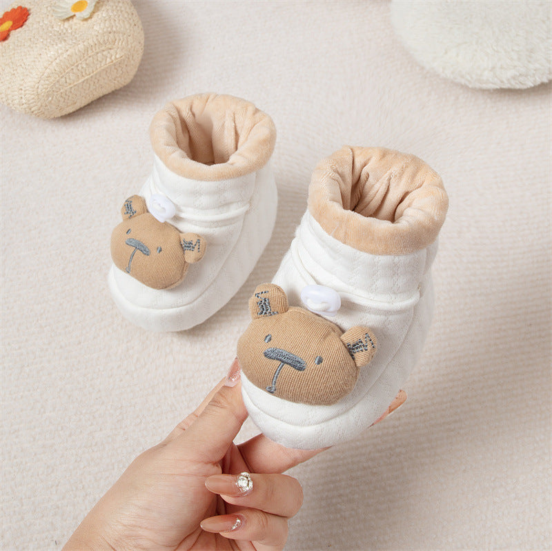 Autumn and Winter Anti-slip Soft Sole Baby Shoes with Fleece-lined