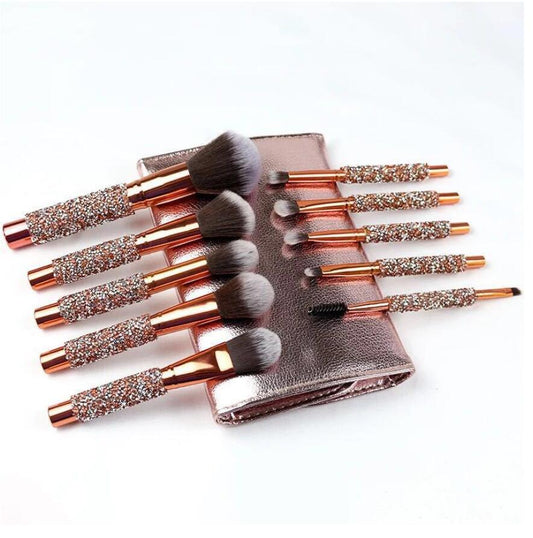 10Pcs/Set Diamond Makeup Brushes Kit Women Make Up Tool Blending