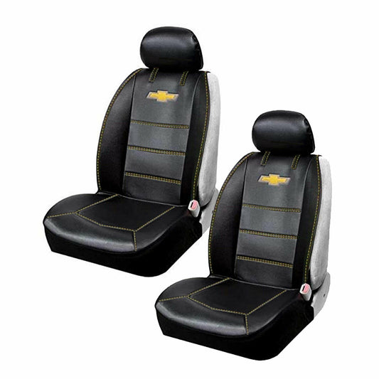 Chevy Bowtie Black Car Truck Suv 2 Front Synthetic Leather Side Seat