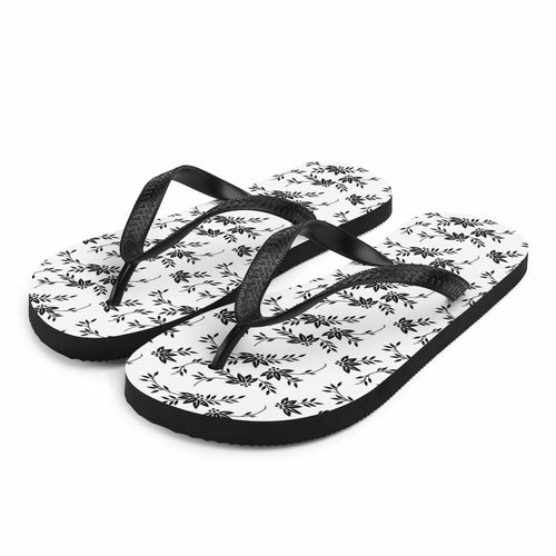 Black and White Floral Flip-Flops