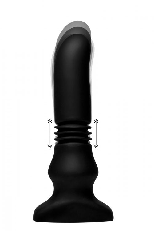 Thunder Plugs Silicone Vibrating and Thrusting Plug - Black